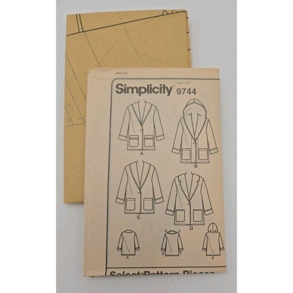 SIMPLICITY Pattern 9744 Size L XL Misses 2 Hour Jacket Coat Hoodie 3 Styles FF - Picture 6 of 8